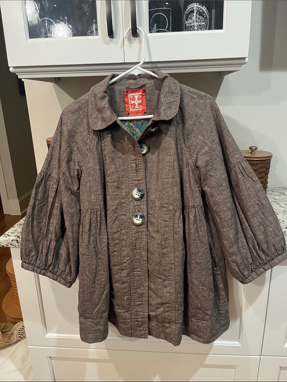Free People Brown Textured Button-Front Pea Coat